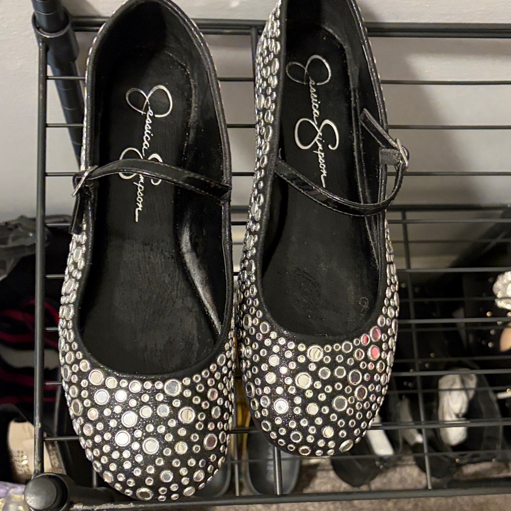 Jessica Simpson Black Sparkle Flats. Size 8.